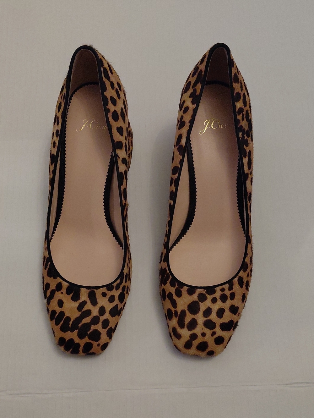 J. Crew Leopard-Print Calf Hair Square Toe Blocked Heel Pumps Brown Black 9.5